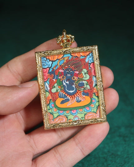 Tibetan Hand-Painted Acala Vidyārāja Thangka Pendant