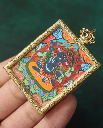 Tibetan Hand-Painted Acala Vidyārāja Thangka Pendant