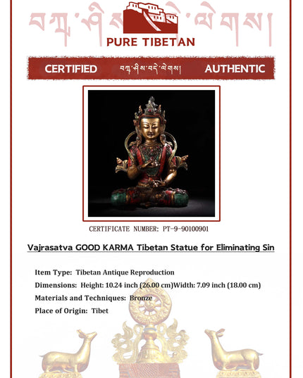 Vajrasatva GOOD KARMA Tibetan Statue for Eliminating Sin