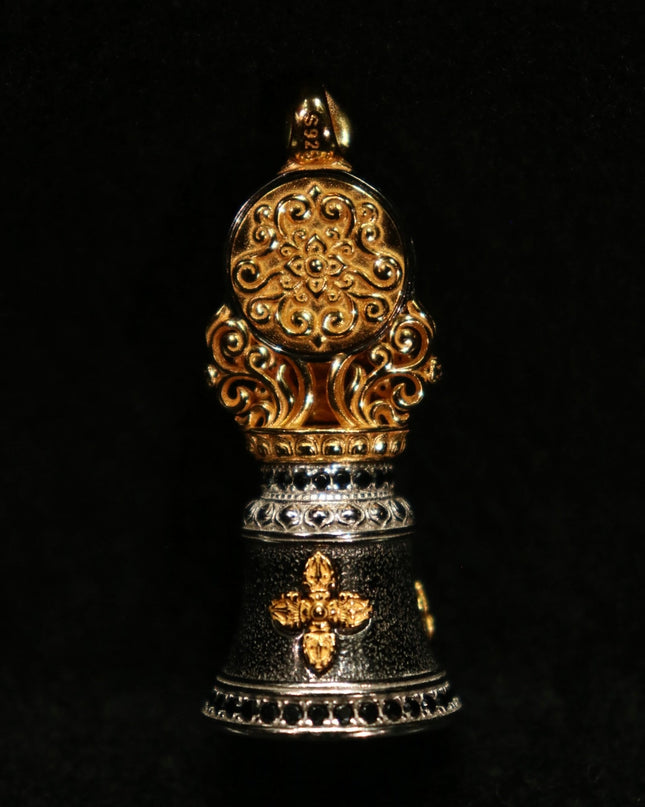 Wisdom Bell Dzi Bead Pendant – Protector for Spiritual Clarity & Strength