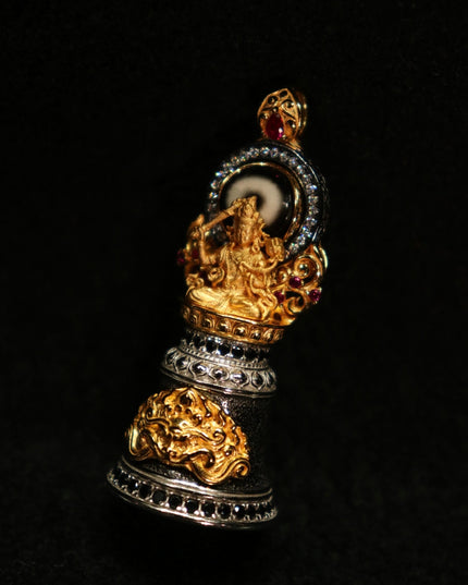 Wisdom Bell Dzi Bead Pendant – Protector for Spiritual Clarity & Strength