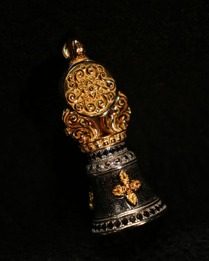 Wisdom Bell Dzi Bead Pendant – Protector for Spiritual Clarity & Strength