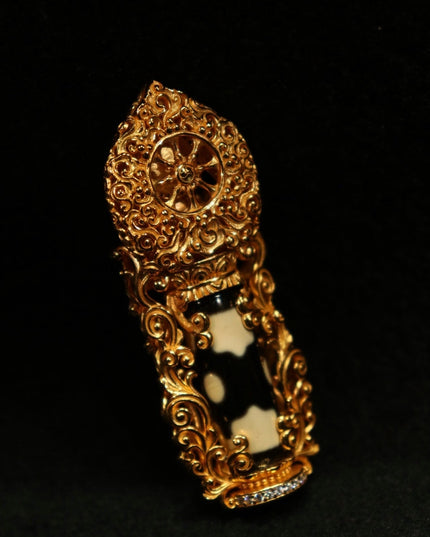 Prosperity Guardian Pendant – Dzi Beads, Gold-Plated Design for Wealth and Protection