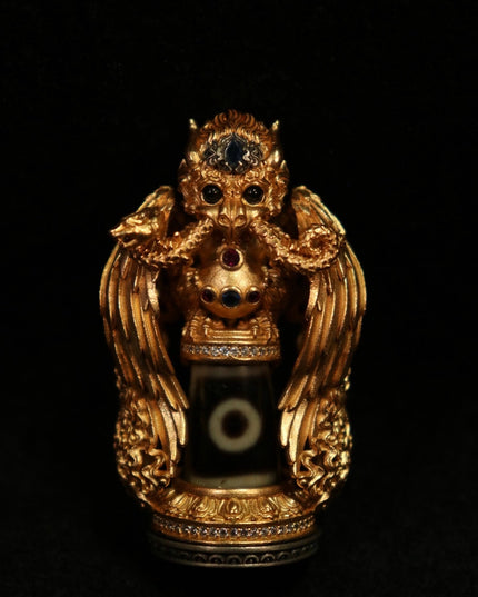 Guardian Owl Dzi Bead Pendant – Amulet for Protection & Wisdom