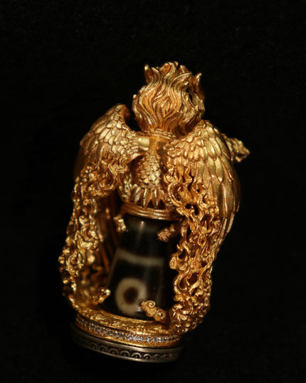Guardian Owl Dzi Bead Pendant – Amulet for Protection & Wisdom
