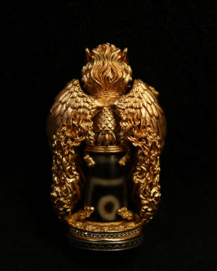 Guardian Owl Dzi Bead Pendant – Amulet for Protection & Wisdom