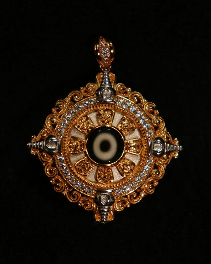 Prosperity Eye Dzi Bead Pendant – Amulet for Good Fortune & Protection