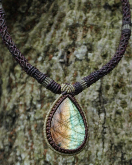Echo of Peace Labradorite Wax Rope Pendant
