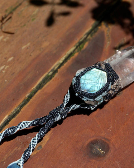 The Force Energy Inlaid gems Wax Rope Crystal Pendant