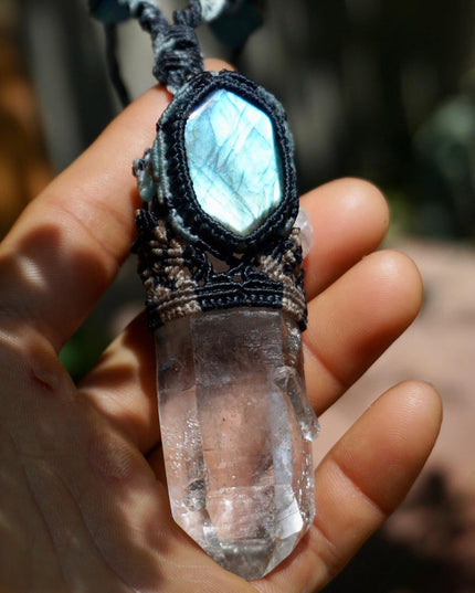 The Force Energy Inlaid gems Wax Rope Crystal Pendant