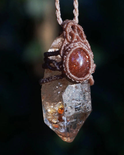 The Force Energy Inlaid gems Wax Rope Crystal Pendant