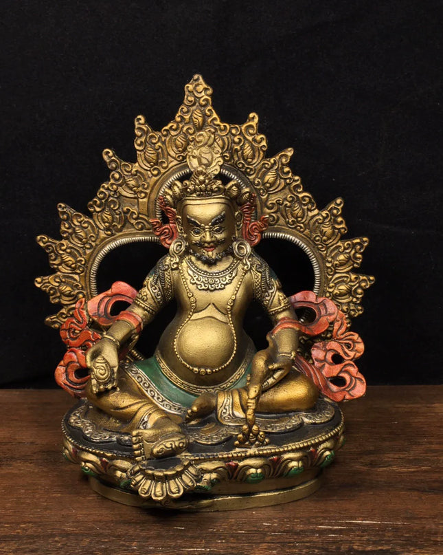 Yellow Jambhala FORTUNE Tibetan Statue for Eliminating Poverty