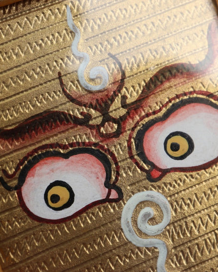 Yellow Jambhala and Prajnaparamita Eye Tibetan Thangka Pendant