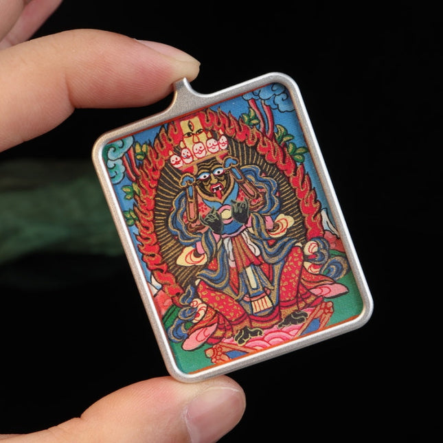 Hand-Painted Thangka Pendant of Zakirum with Titanium Steel Case