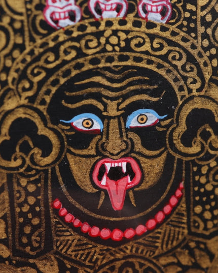 Hand-Painted Black & Gold Thangka Pendant of Zakirum in Pure Copper