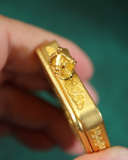 Zakirum Tibetan Thangka Pendant with Gold Outlines