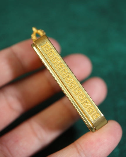 Zakirum Tibetan Thangka Pendant with Gold Outlines
