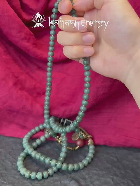 Serene Balance Dzi Bead & Bodhi Seed Necklace