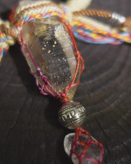Tibetan Quartz & Clear Quartz Handwoven Necklace