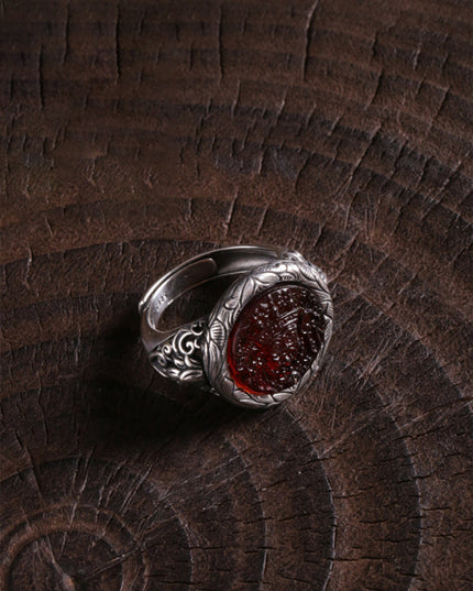 Blood Amber Wealth Ring for prosperity and abundance