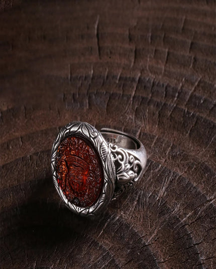 Blood Amber Wealth Ring for prosperity and abundance