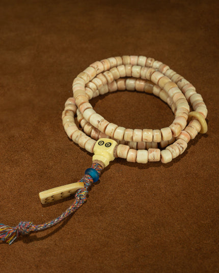 Mantra of Completion – 19th Century 108-Bead Bone Mala Necklace