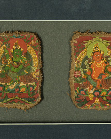 Treasures of the Five Lords – 19th Century Tibetan Wealth Deity Wall Painting Set