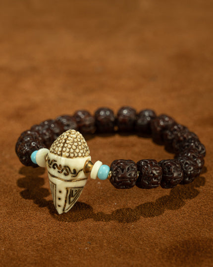 Wrathful Blessings – 19th Century Bodhi Seed & Dzi-style Protector Bead Bracelet