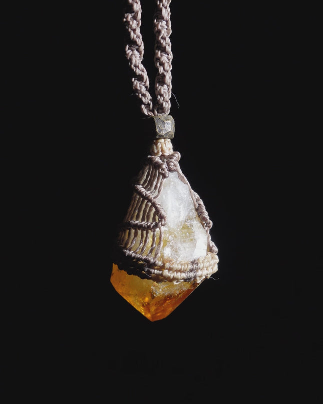 Golden Citrine Quartz Healing Pendant