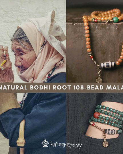 Serene Balance Dzi Bead & Bodhi Seed Necklace