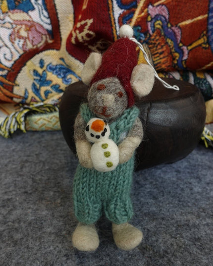 Cozy Handcrafted Yak Wool Mouse Figurines