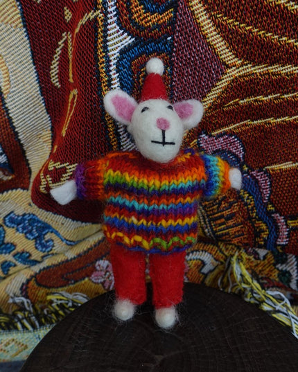Cozy Handcrafted Yak Wool Mouse Figurines