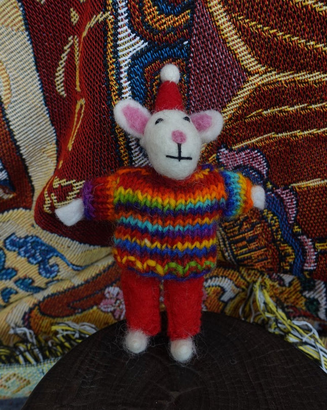 Cozy Handcrafted Yak Wool Mouse Figurines