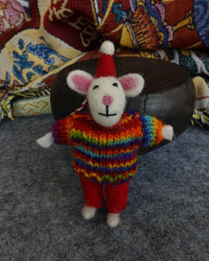 Cozy Handcrafted Yak Wool Mouse Figurines