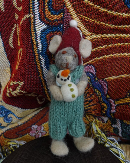 Cozy Handcrafted Yak Wool Mouse Figurines
