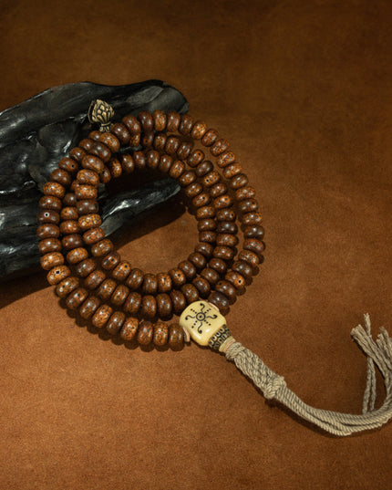 Sacred Lotus: Qing Dynasty Bodhi Seed 108 Mala Necklace