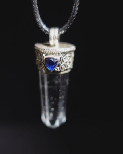 Clear Quartz & Sapphire Sterling Silver Pendant