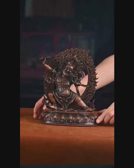 19th Century Vajrapani Tibetan Antique Buddha Statue Purple Lima Copper From Tashi Lhunpo Monastery