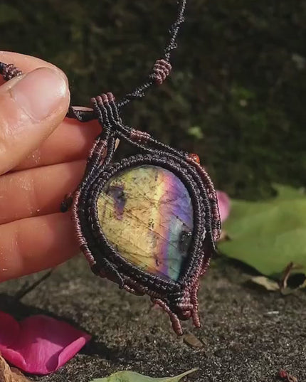 Echo of Peace Labradorite Wax Rope Pendant