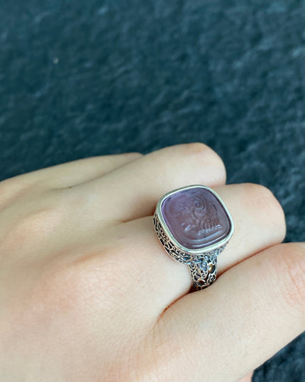 Sterling Silver & Amethyst Wealth Goddess Zakirum Ring