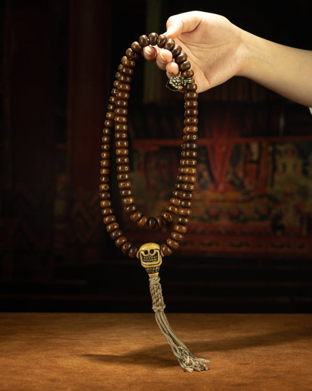 Sacred Lotus: Qing Dynasty Bodhi Seed 108 Mala Necklace