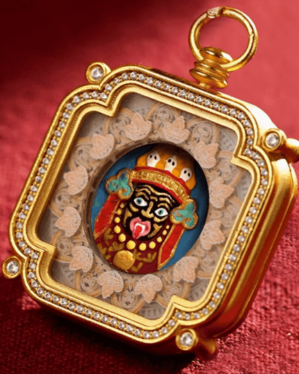 Hand-Painted 3D Tsa-Tsa Pendant Necklace: Zakirum Sacred Relief