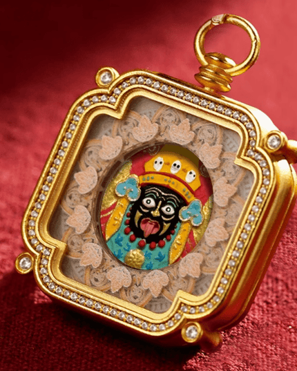 Hand-Painted 3D Tsa-Tsa Pendant Necklace: Zakirum Sacred Relief