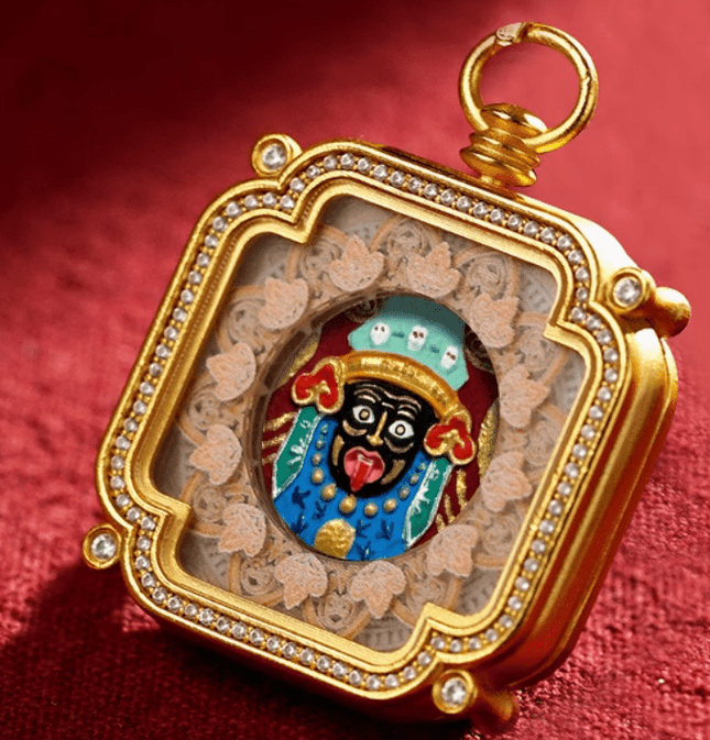 Hand-Painted 3D Tsa-Tsa Pendant Necklace: Zakirum Sacred Relief