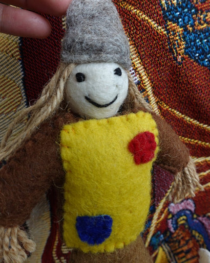 Handcrafted Yak Wool Felted Doll – A Whimsical Display of Craftsmanship and Charm
