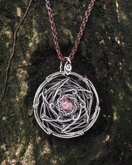 Healing Energy Mandala Crystal Quartz Silver Pendants