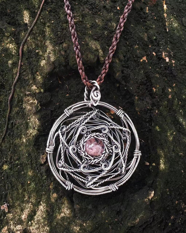 Healing Energy Mandala Crystal Quartz Silver Pendants