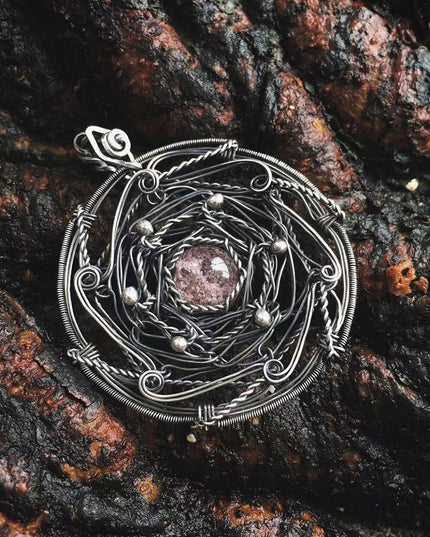 Healing Energy Mandala Crystal Quartz Silver Pendants