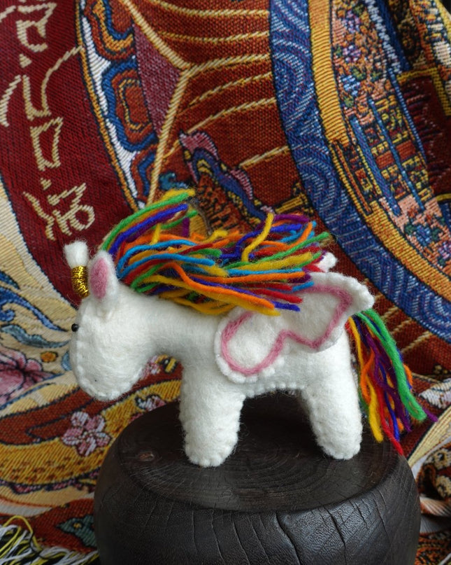 Rainbow Spirit Yak – Handmade Felt Unicorn of Joy