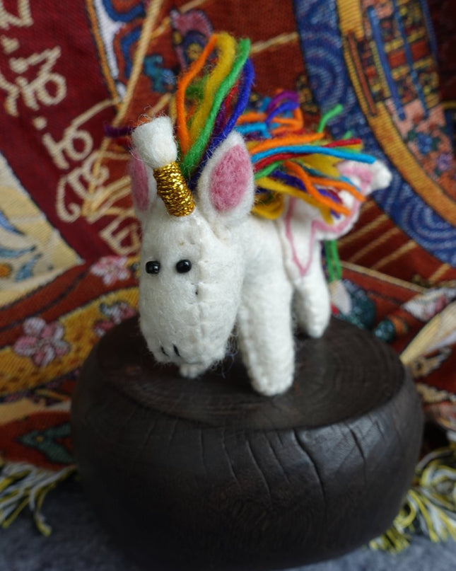 Rainbow Spirit Yak – Handmade Felt Unicorn of Joy